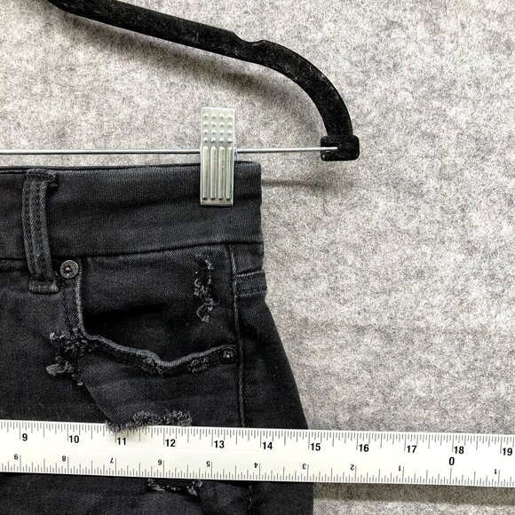 American Eagle Curvy Hi Rise Mini Jean Skirt Size 0 Next Level Stretch Black - Picture 7 of 10